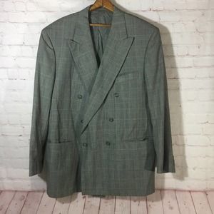 Ermenegildo Zegna glen plaid DB suit jacket 56R